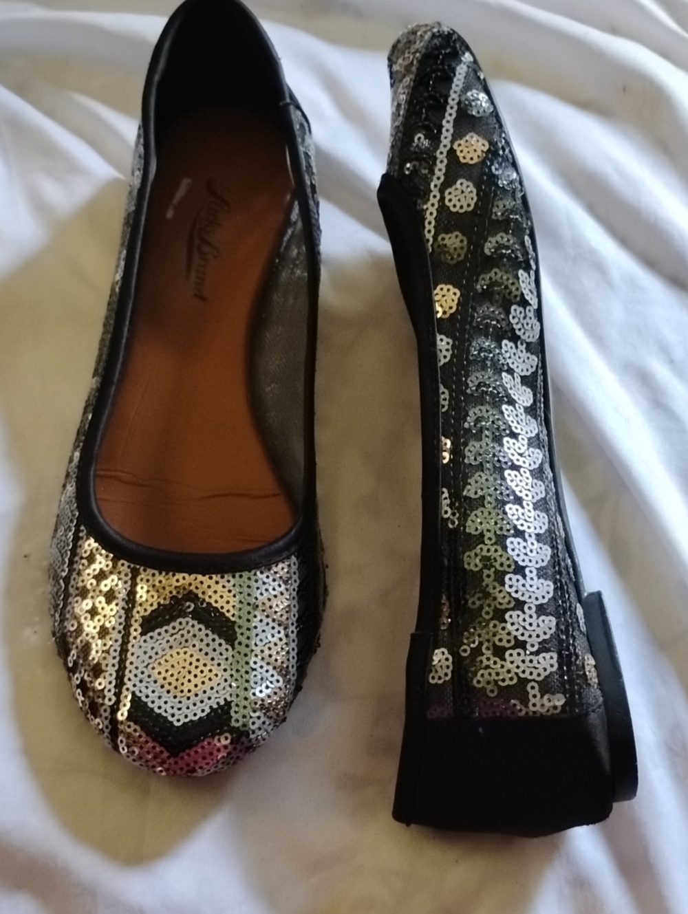 Lucky Brand Black and Silver Sequined Ballet Flats